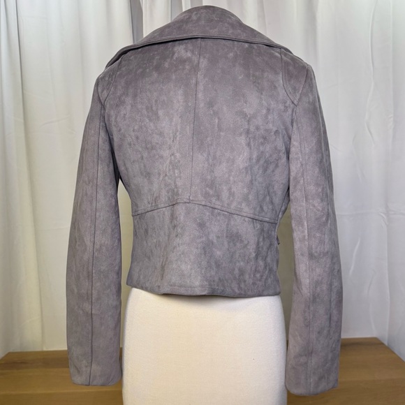 Pink Lily Faux Suede Jacket Zip Up Moto Light Purple Grey Women’s size Medium - Picture 4 of 8